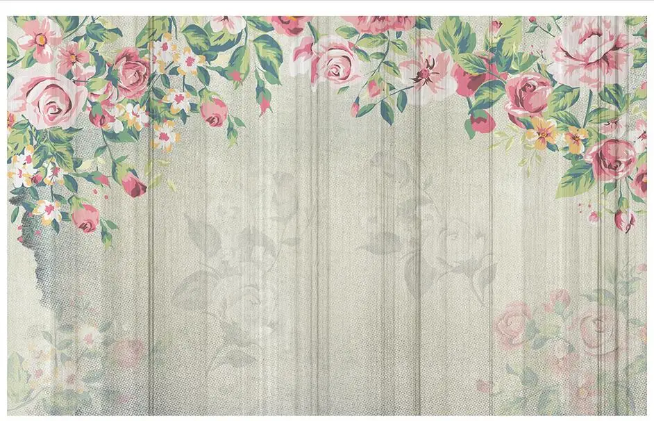 

Custom 3d wallpaper for walls 3 d wall murals wallpaper Nordic simple striped hand-painted roses TV background bedroom decor