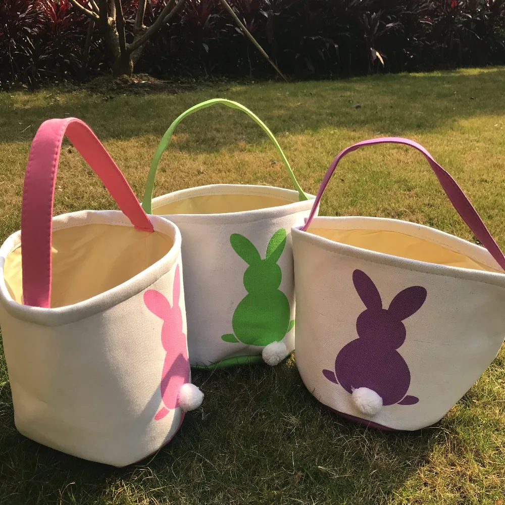 Happy easter burlap bunny ears bags kids gift easter basket 4 colors