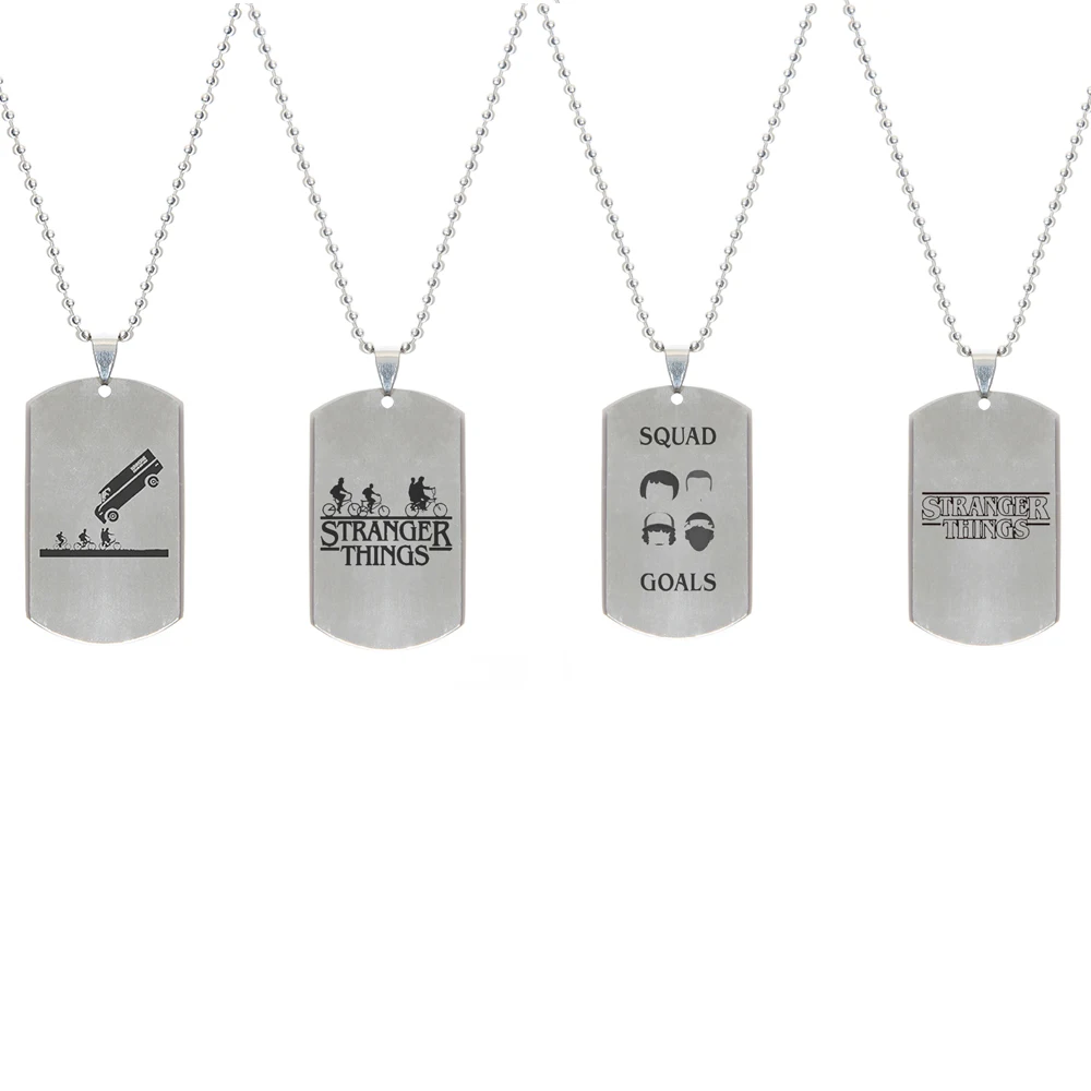 Новые странные вещи 3 Merch ожерелья собачьи бирки из нержавеющей стали подвесная