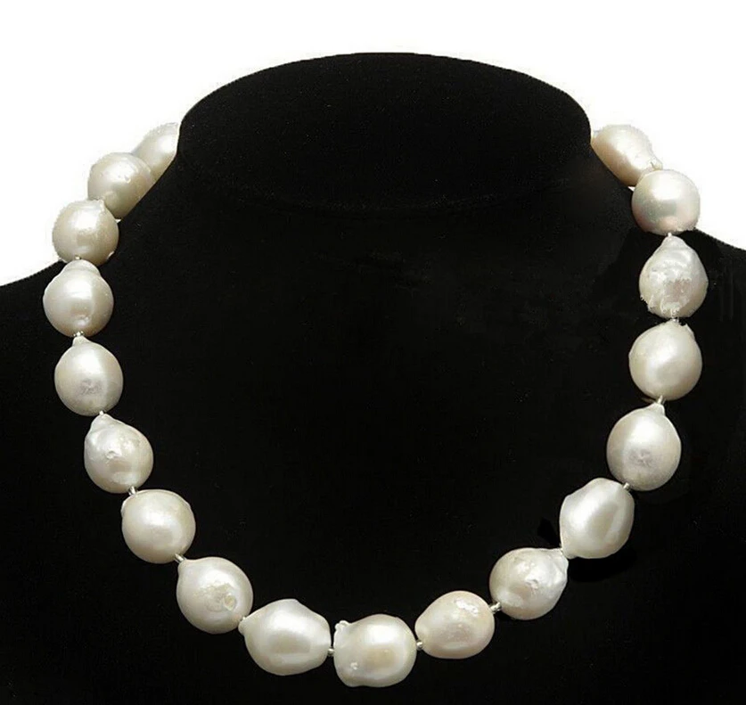 

Jewelr 005417 RARE HUGE 15-20MM WHITE SOUTH SEA BAROQUE KESHI PEARL NECKLACE