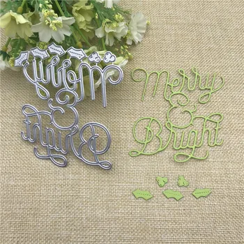 

Merry and bright letters Metal Cutting Dies Die cutter Stencil DIY Scrapbook Paper Photo Craft Template Dies