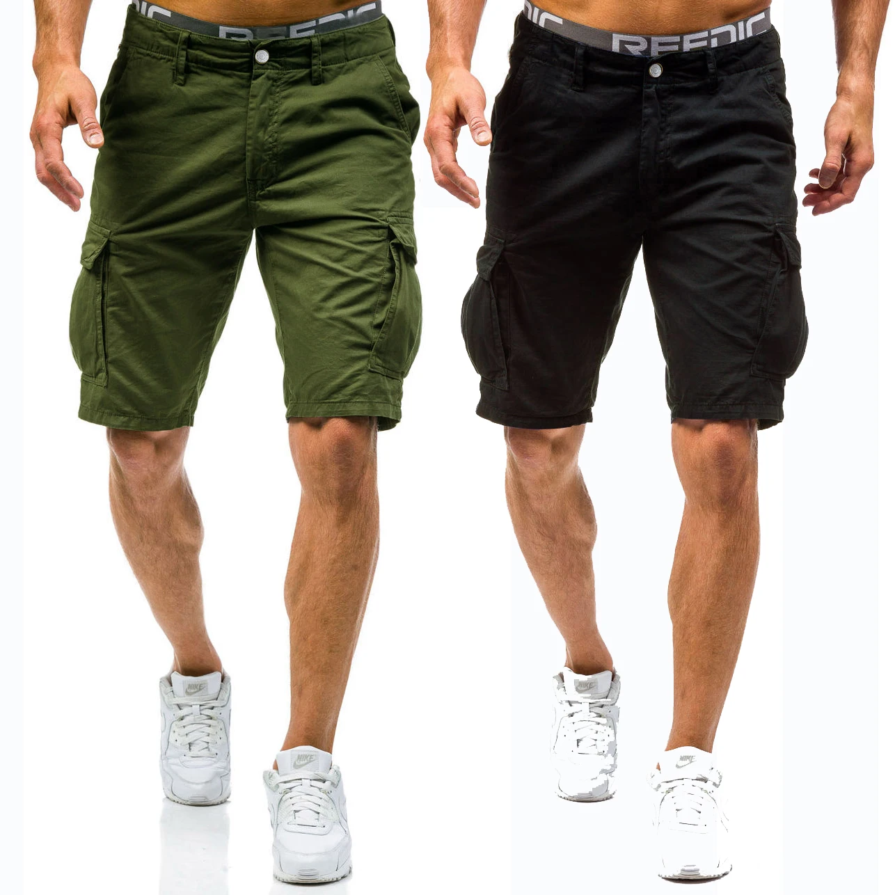 Высокое качество мульти-карман Свободные Комбинезоны сплошной цвет мужские комбинезоны хлопковые шорты тренировочные мужские шорты