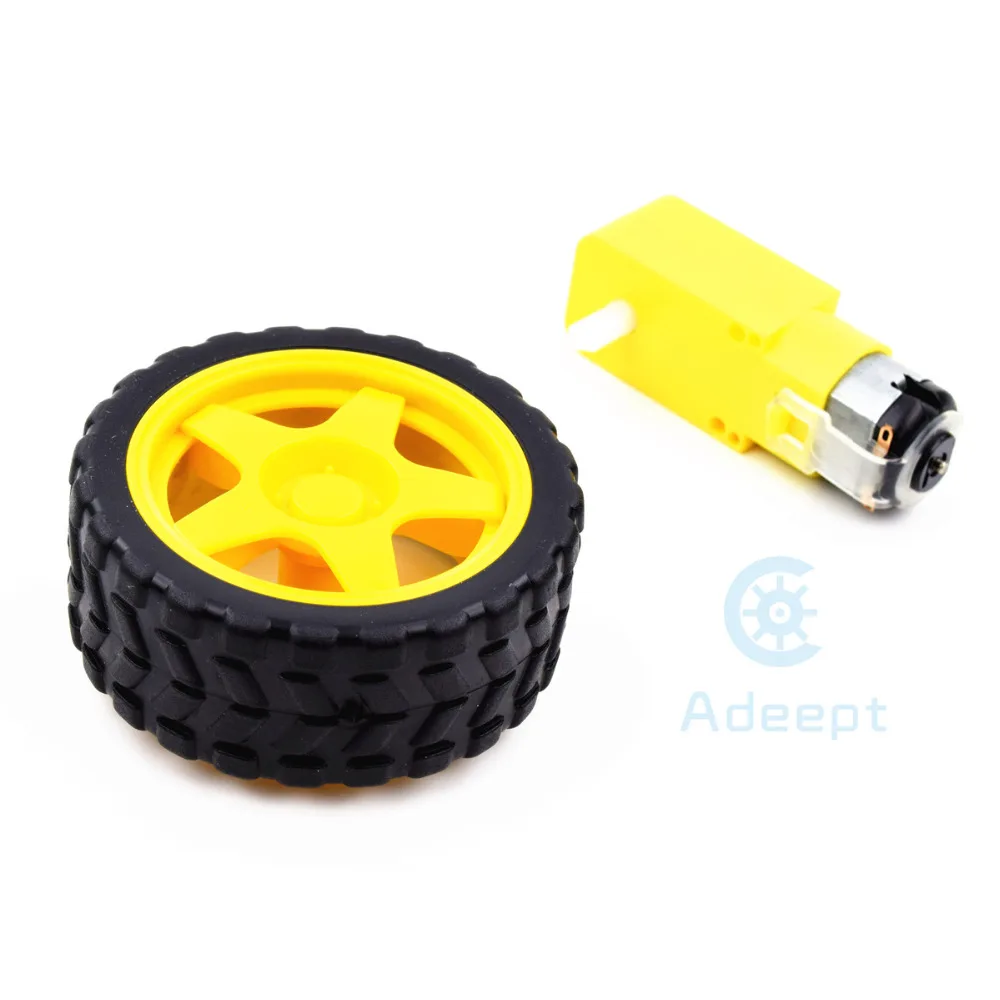 Adeept умный автомобиль робот пластиковое колесо шины с DC 3-6 v мотор шестерни для Arduino Набор "сделай сам"