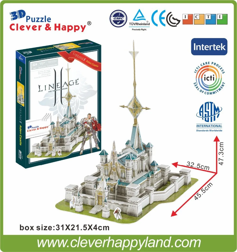 Discounts Prices Best selling toy 3d puzzle game Lineage 2 Aden Castle paper model 224PCS