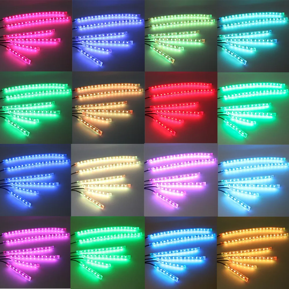 

Motorcycle Decoration Strip Light 72 LED RGB Colorful Flashlight Motorbike Flashing LED Lights DC 12V Chopper Frame Glow Lights