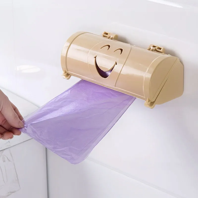 

Durable Plastic Storage Box Smiley Face Paste Garbage Bag Storage Holder PP Kitchen Organizer Shelf For Plastic Bags Container