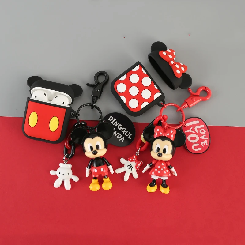 

Silicone Case for Apple Airpods Bluetooth Wireless Earphone Accessories Shockpoorf Air pods Protect Cover Mickey Minnie Key Ring