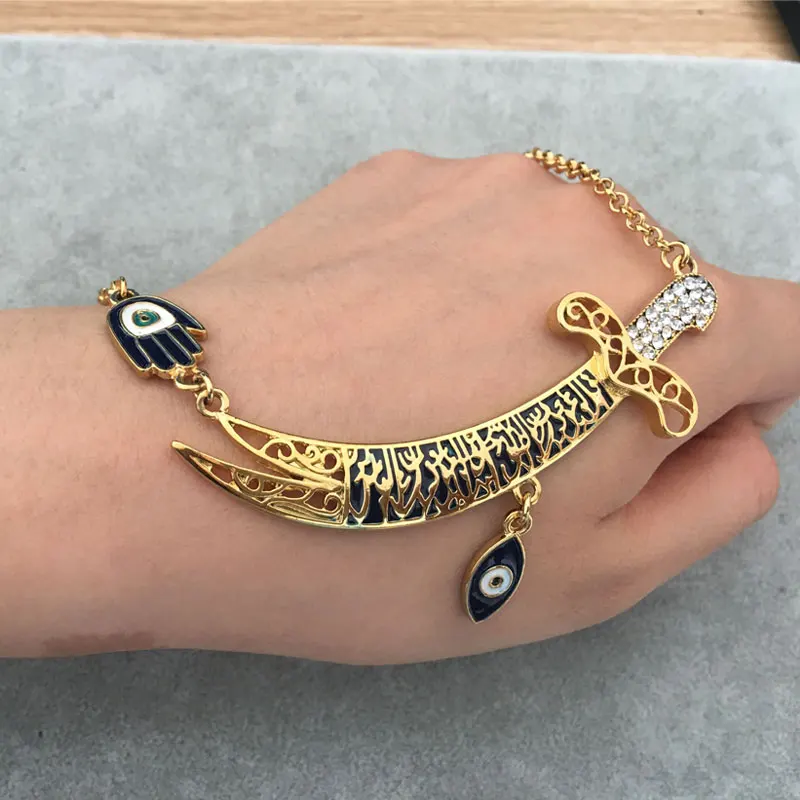 Турецкий Дурной глаз Ali Sword Hamsa ожерелье рука Фатимы 55 см цепь|Цепочки| |