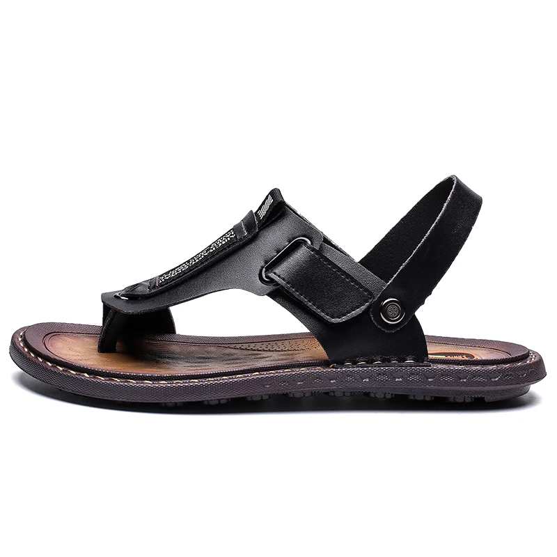 2019 New Summer Male Outdoor Flip Flops Men Comfortable Casual Shoes Leather Men Breathable Beach Shoes Sandals Plus Size 38~48 17
