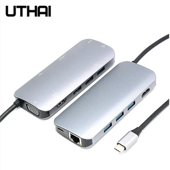 

UTHAI J09 Type-C 9in1 Multi USB 3.0 HUB HDMI Adapter Dock for MacBook Pro Accessories Usbc 3.1 Splitter 3 Port USB C Card Reader