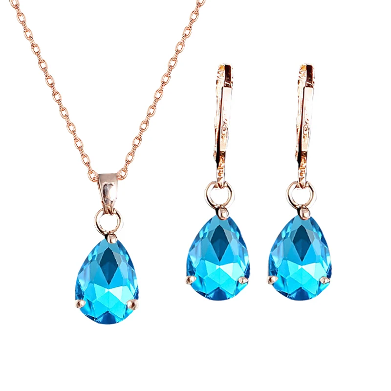 Комплект из колье и серёг с фианитом|earrings set for women|wedding jewelry setsnecklace earring |