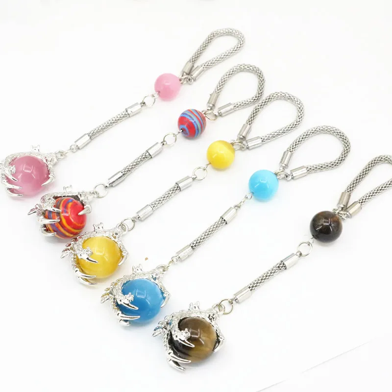 

Original design car key chain buckle copper chains paws 25x31mm pendant stone jaspers long keychain keyring 12cm jewelry B3461