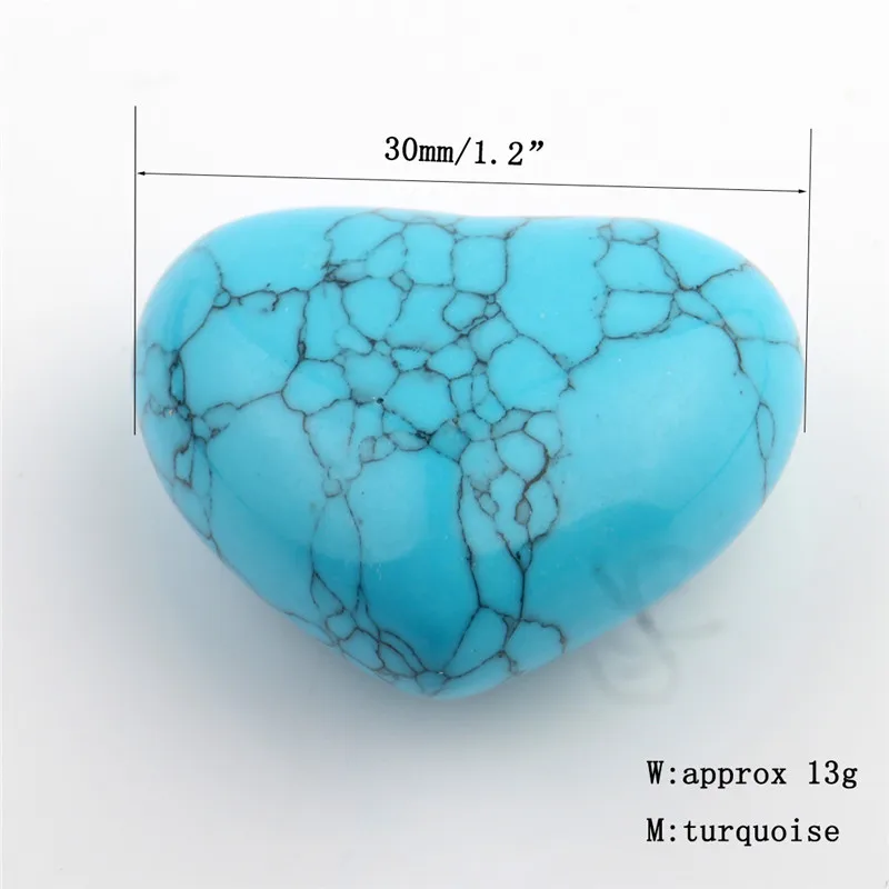 Подарок на день Святого Валентина 30 мм Натуральная красная яшма унакит бирюза сердце Исцеление Рейки фэн шуй хрустальные бусины Lover Бесплатный мешочек - Цвет: Turquoise