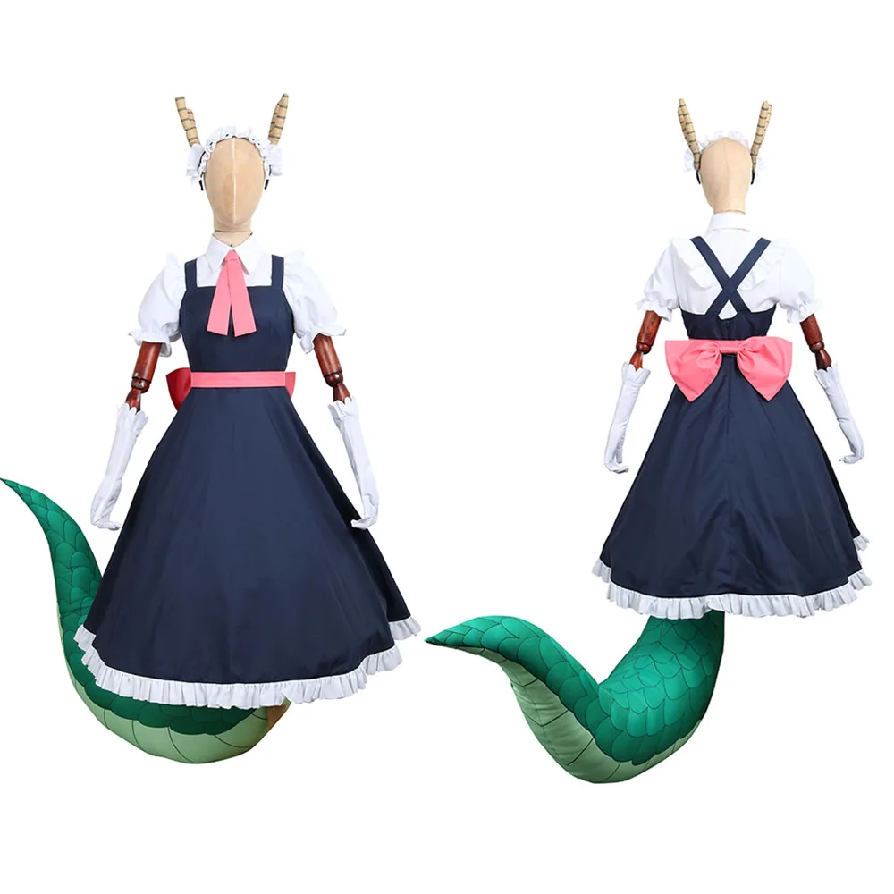 

CGCOS Miss Kobayashi's Dragon Maid Tohru Uniform Dresses Horn Tail Anime Game Cosplay Costume Halloween Christmas Full set New