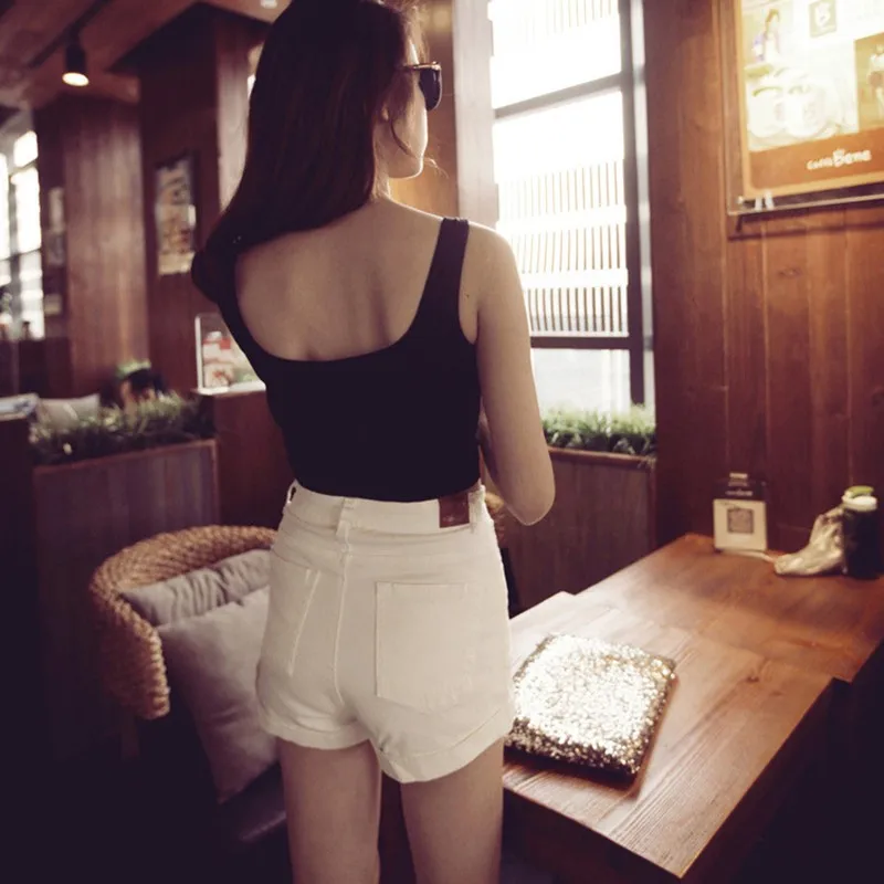 2019 Camisole short solid color bottoming shirt sexy umbilical half wrapped breast female tide white/black/gray 7 2019 Camisole short solid color bottoming shirt sexy umbilical half wrapped breast female tide white/black/gray 7