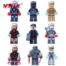 MTELE 9 pcs Iron Man Set figure Block Brick Avenger Tgor the Mighty Hulk Captain Vision