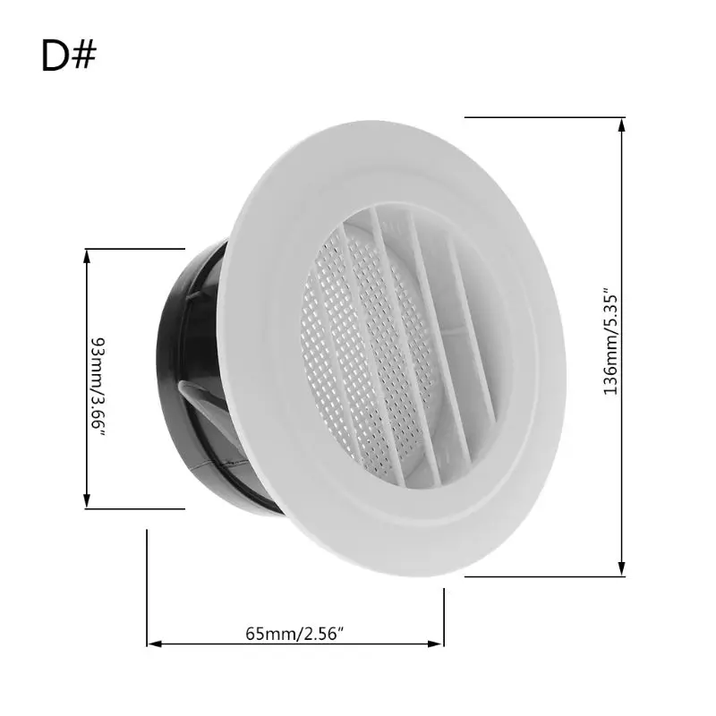 1 Pc White ABS Air Vent Extract Valve Grille Round Diffuser Ducting Ventilation Cover 100mm - Цвет: D