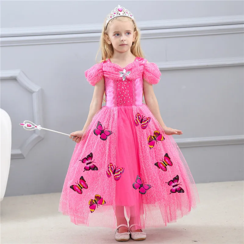 

Child Girl Cinderella Dress Festival Performance Princess Cinderella Fancy Cosplay Clothes For Party Summer Butterfly Vestido