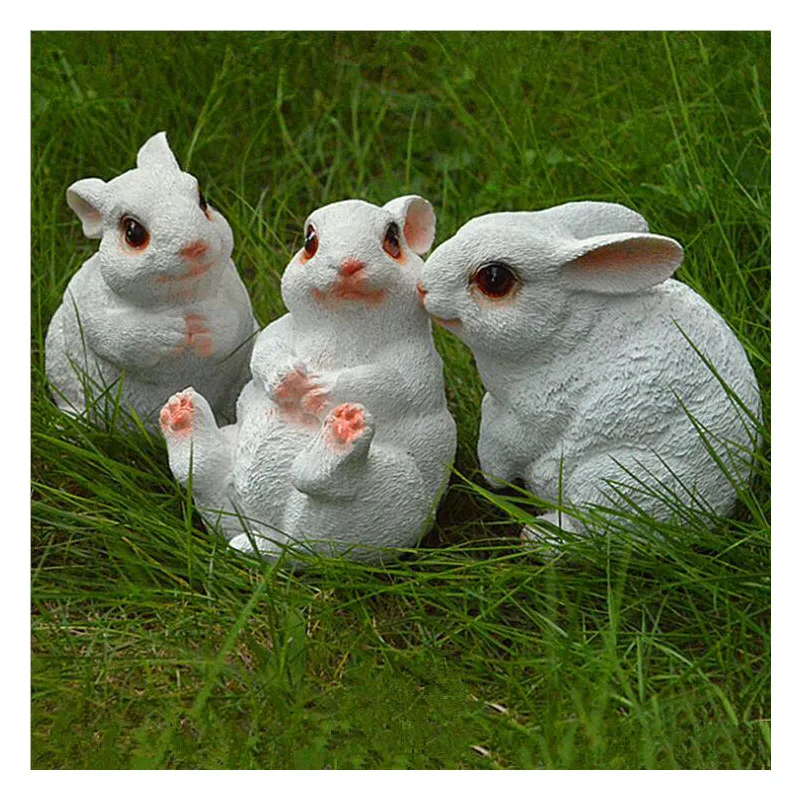 

Pastoral Resin Simulation Animal Ornaments Cute Rabbit Accessories Outdoor Garden Decoration Crafts Courtyard Park Furnishings