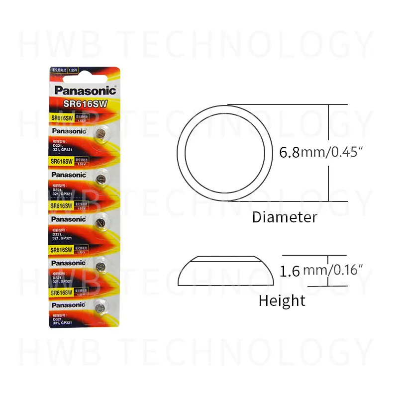 Оригинальный Panasonic 2 шт./лот SR616SW Серебряная оксидная кнопка батареи D321 321 GP321 6 8 мм *