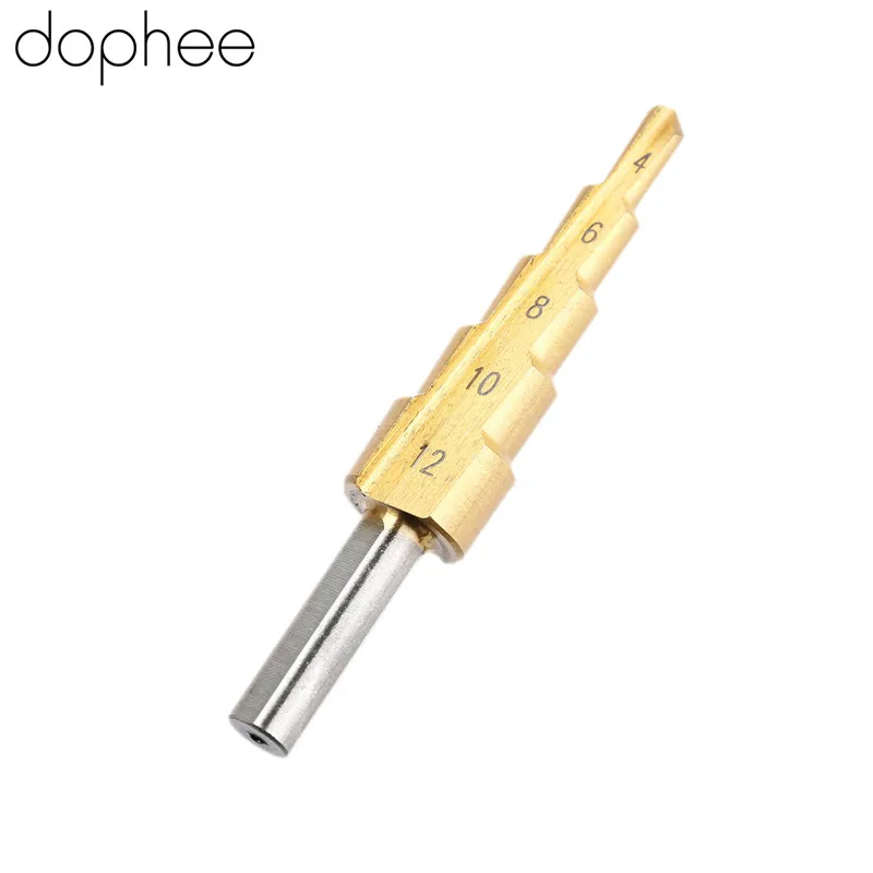 

dophee Woodworking Tool 4-12mm Stepped Drill Bit for Metal HSS Step Drill Sharpening Hole Cone Countersink Titanium Bit Set 1PC