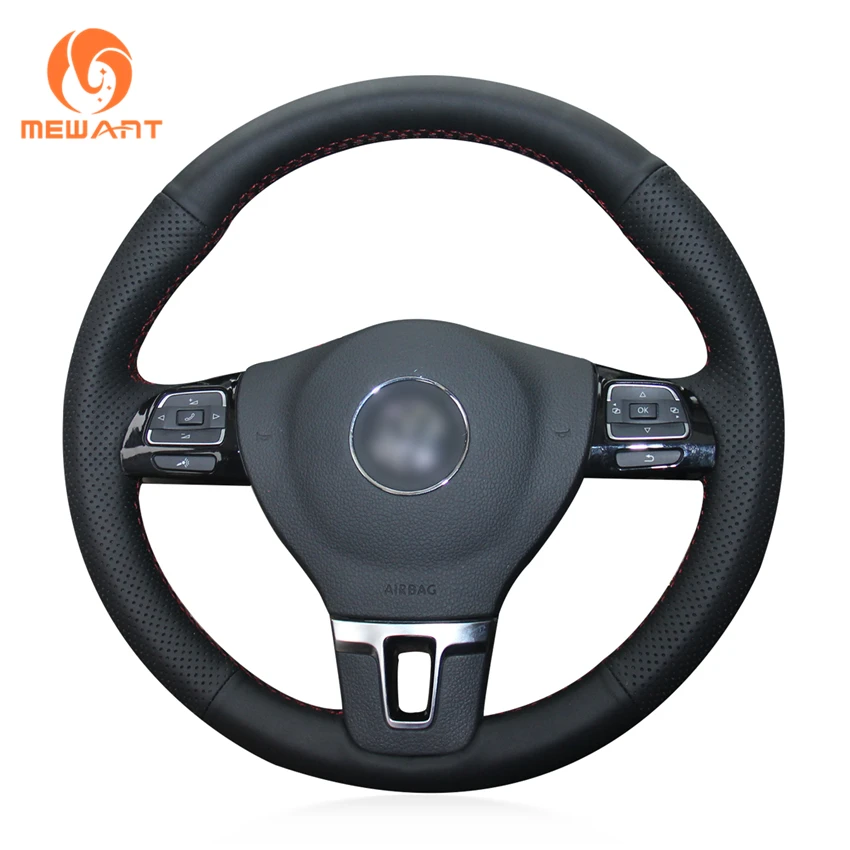 MEWANT Black Artificial Leather Car Steering Wheel Cover for Volkswagen VW Gol Tiguan Passat B7 Passat CC Touran Jetta Mk6 MEWANT Black Artificial Leather Car Steering Wheel Cover for Volkswagen VW Gol Tiguan Passat B7 Passat CC Touran Jetta Mk6