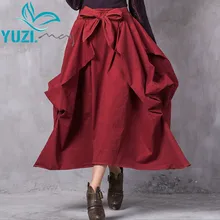 Юбки женские Yuzi. may Boho новые хлопковые Saia Асимметричные сплошные универсальные элегантные Свинг Подол Макси юбки X2203 длинные Saias