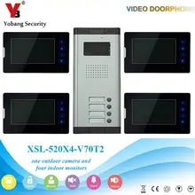 YobangSecurity 1-Camera 4-Monitor 7″ Video Door Phone Video Intercom Home Doorbell System Night Vision 2-way Access Control
