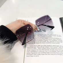 Модные градиентные Квадратные Солнцезащитные очки женские без оправки рамка женские прозрачные солнцезащитные очки Роскошные женские темные очки UV400