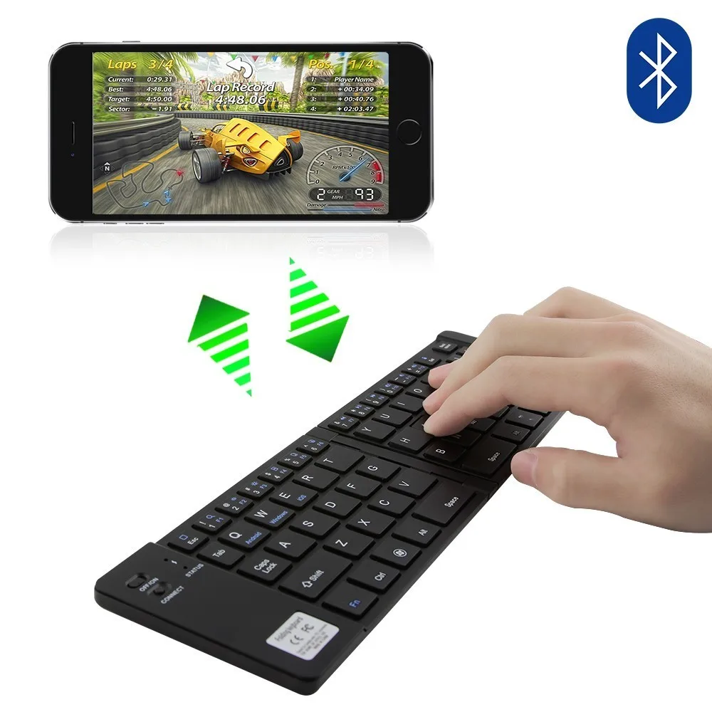  Bluetooth Wireless Keyboard Foldable Mini Keyboard Pocket Touchpads Phone Holder Gaming Keyboard For Android Tablet IOS PC 
