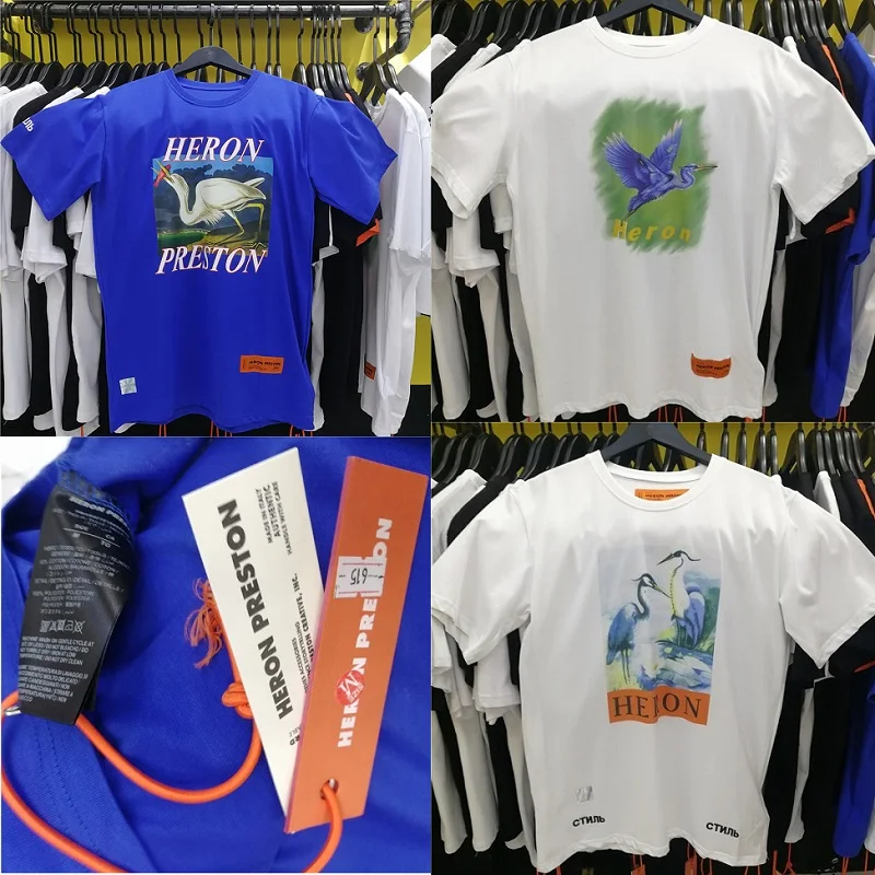 

Newest Heron Preston T Shirt Men Women 1:1 Streetwear Harajuku Summer Style Men Blue White T-shirt Cotton Heron Preston Tshirt