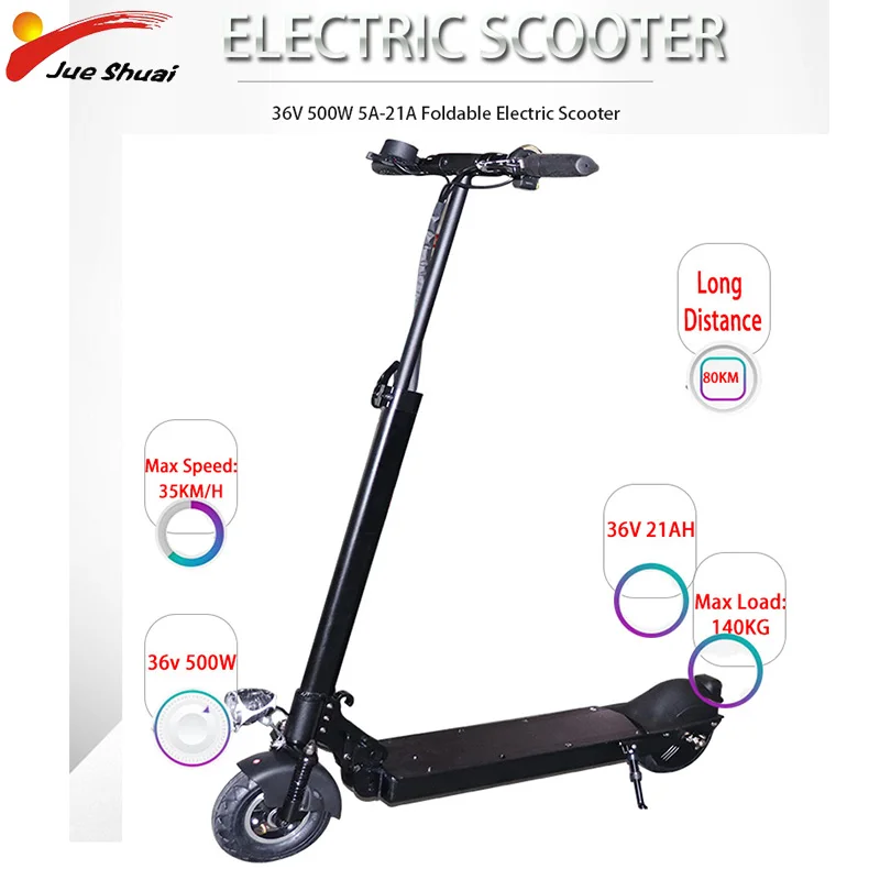 Long Distance 80KM Electric Scooter 36V 500W Max Speed 35KM/H 8 inch Foldable Patinete Electrico Ad