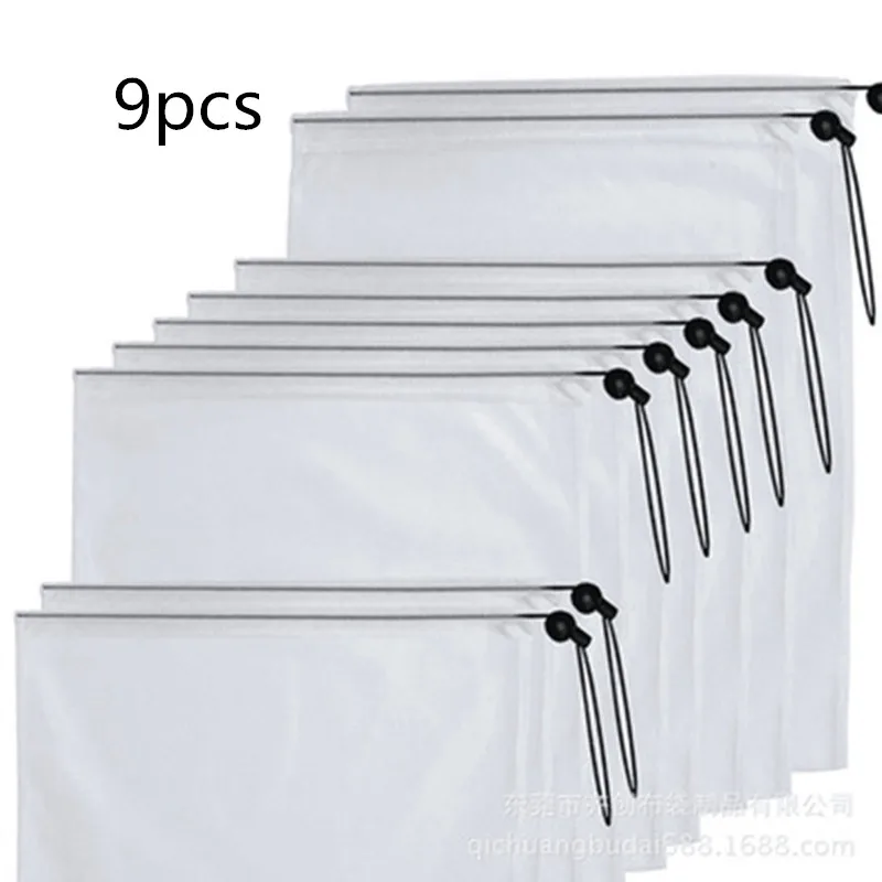 

9pcs/set Premium Reusable Rope Mesh Produce Bags Kitchen Fruit Vegetable Toys Storage Bags Pouch Drawstring Mesh Shopping Bag