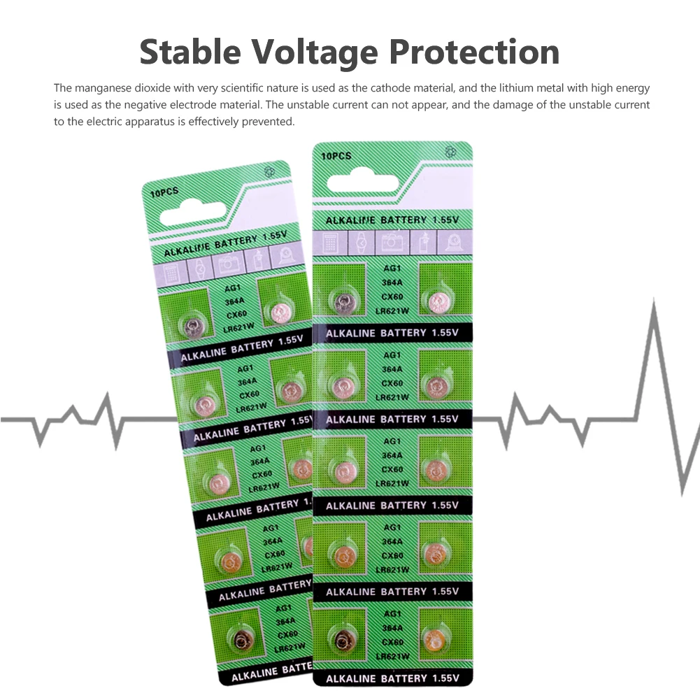 YCDC 20 штук 1,55 V AG1 щелочные батареи SGS Тесты Стандартный Lr621 SP364 SR60 V364 D364 Sr621sw 364a GP364 Кнопка ячейки