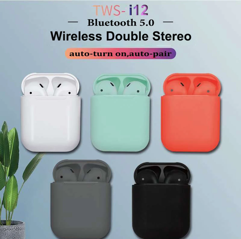 

i12 Tws Bluetooth 5.0 Earphone Stereo mini Earbuds Wireless Headset Charging Box Mic Headphones Sport Portable
