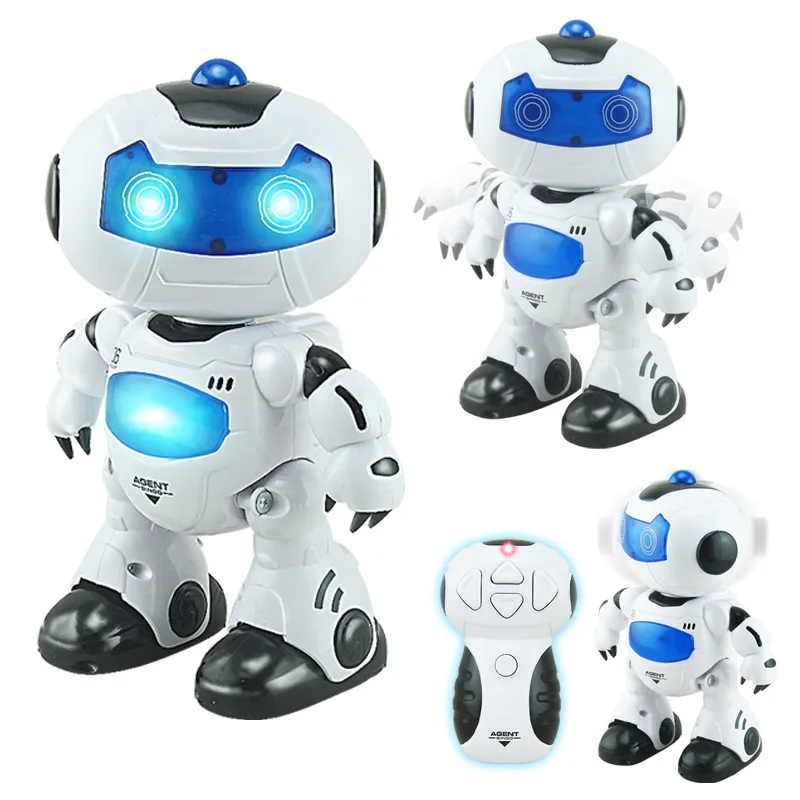 New Mini RC Robot Toy font b Musical b font Dancing Lighting Walking Roating RC Robot
