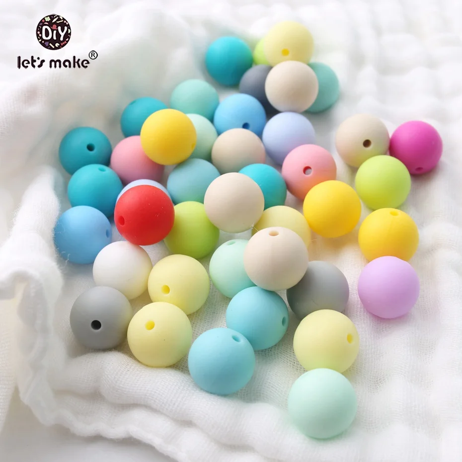 Let's Make Wholesale 1000pc 15mm Silicone Round Beads Food Grade Silicone Teether Making Jewelry