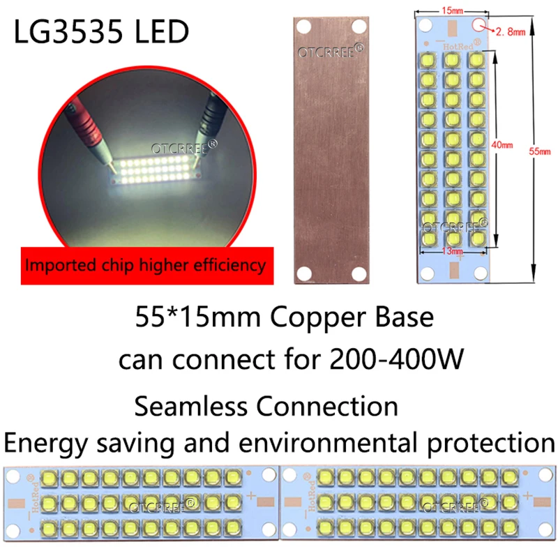 50W100W150W Корея LG3535 холодный нейтральный теплый белый светодиодный COB лампы чип диод 55*15 мм медное основание