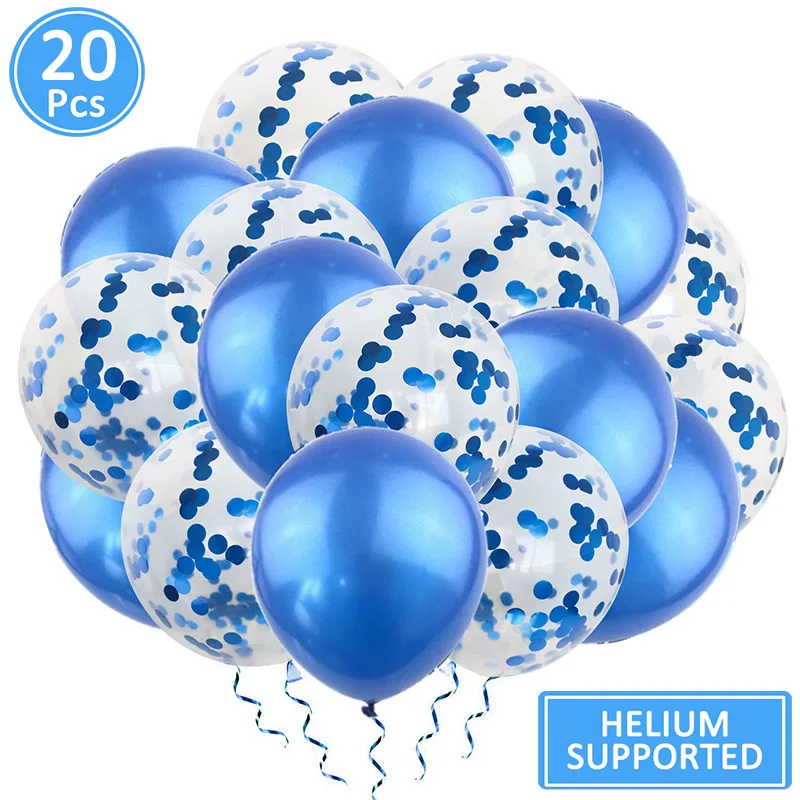 12 дюймовый смешанный латекс конфетти воздушные шары для дня рождения вечерние украшения для детей, для девочек и мальчиков взрослых поставки в течении первых 18 21 30 40 50 60 70 1st - Цвет: blue