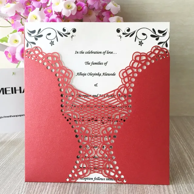 Online 50pcs Lot Laser Cut Wedding Invitation Card For 50pcs Lot Laser Cut Wedding Invitation Card For Decoration Flower Carved Dark Purple Chinese Red Bright Royal Blue 21 Colors