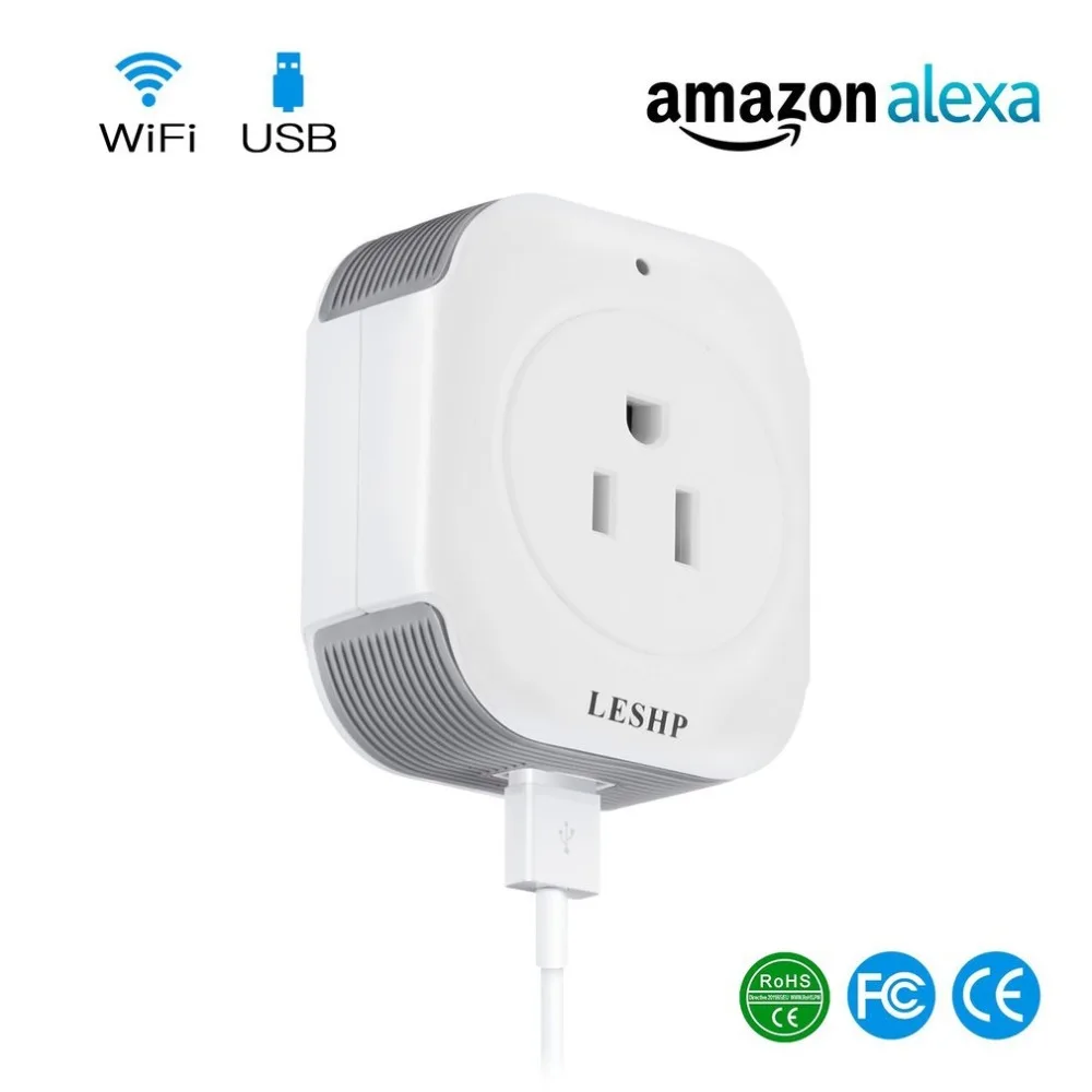 

LESHP Wireless Mini Socket Smart Plug With USB Output(5V/1A) Wi-Fi Smart Switch Socket APP Remote Control Outlet Timing Switch