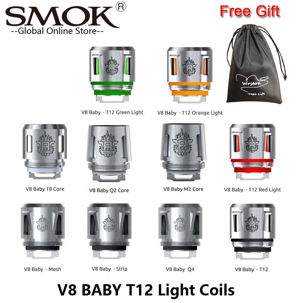 

Original SMOK TFV8 Baby Coil Head V8 Baby T12 Red Light T8 T6 X4 Q2 M2 Mesh For X-PRIV Mag Baby Kit TFV12 Baby Prince Atomizer