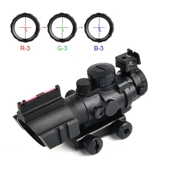 

4X32 Acog Tactical Optical Riflescope Red&Green&Blue W/ Tri-Illuminated Reticle Fiber Rifle Scope For Hunting Scopes