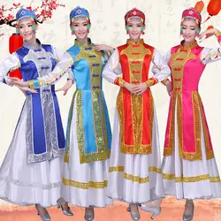 Новый монгольский платье Для женщин платье Внутренняя Монголия танца платье монгольский robe Adult Этническая Китай меньшинств сценический