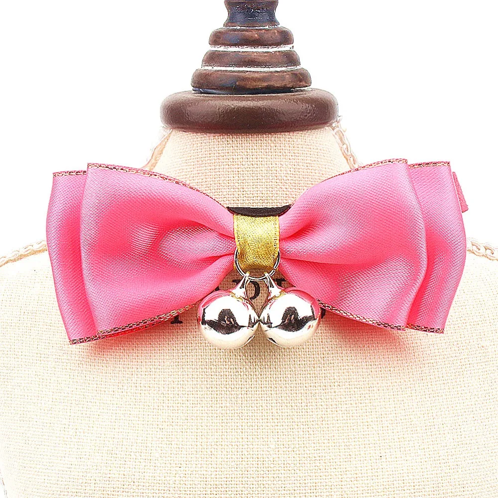 Small Cats Collars Bow Bell Accessories Product Kitten Necklaces Products For Pets Collar Dogs