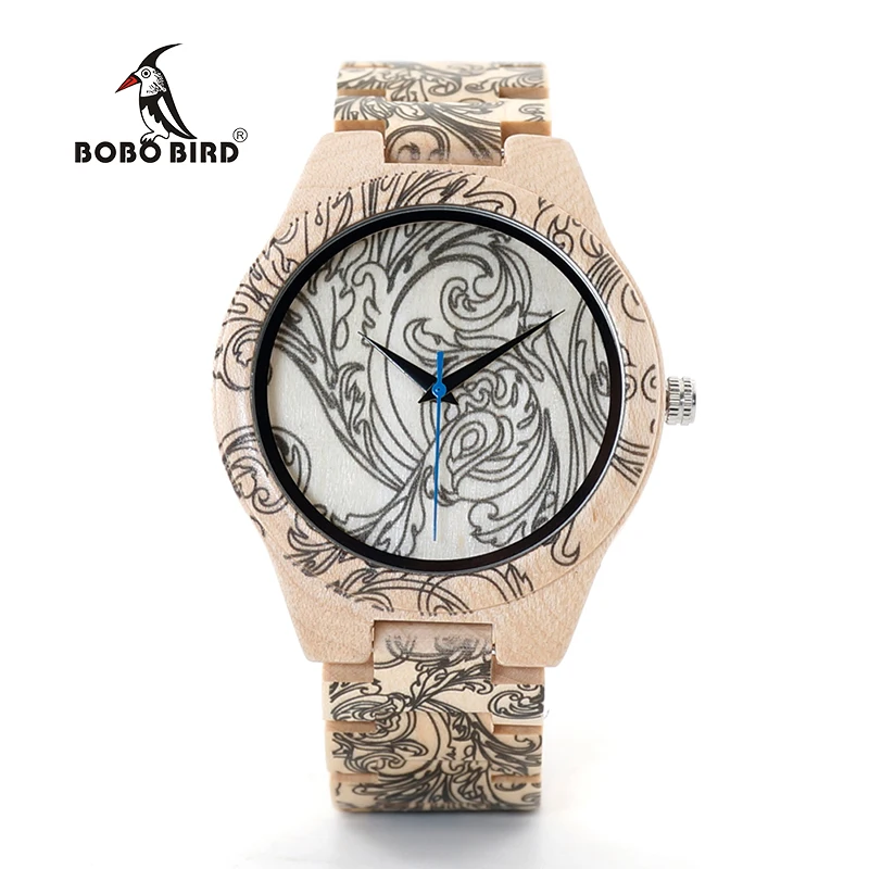 2017 BOBO BIRD Wood Watch Men Luxury Handmade Japan Move' 2035 Wood Band Quartz Wooden Band Writ Watch Male Relogio C-O07