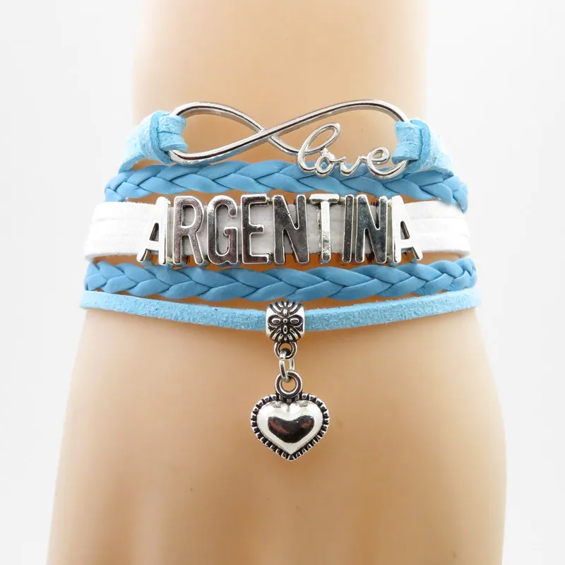 Infinity Charm Argentina Bracelet Trendy Argentina Women And Men Leather Rope Bangles