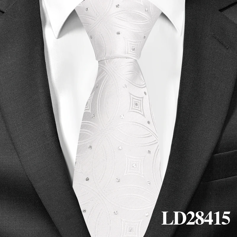 Модный Полосатый галстук для мужчин из полиэстера ЖАККАРД мужской галстук для свадьбы Бизнес 8 см широкие клетчатые Галстуки классические костюмы Галстук - Цвет: LD28415