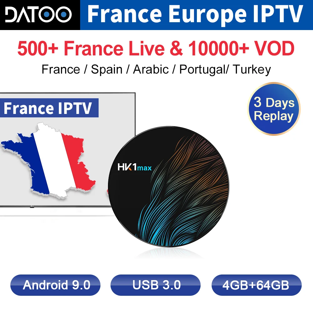 

DATOO IPTV France Arabic 1 Year IPTV Code HK1 MAX 4G+64G BT Dual-Band WIFI IP TV France Arabic Italy Portugal IPTV Subscription