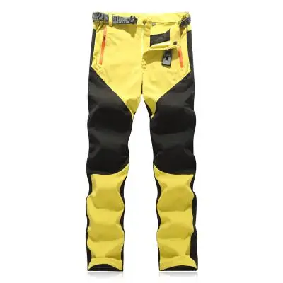 Новое поступление, водонепроницаемые мужские брюки для пеших прогулок, треккинга, альпинизма, велоспорта, велосипеда, непромокаемые брюки, уличные ветрозащитные дождевые штаны - Цвет: Цвет: желтый